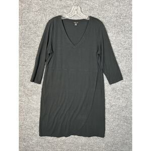 J Jill Wearever Collection Womens Shift Dress Size Medium Black V Neck Mature